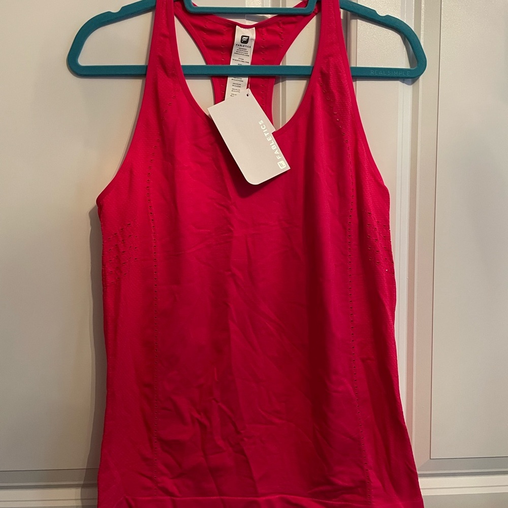 Fabletics Active Women’s Pink Racerback Delta Training Tank - L Large